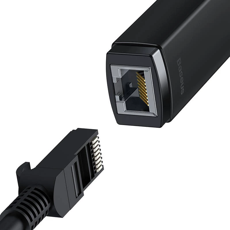 Baseus Lite Series USB-RJ45-verkkosovitin, 100Mbit/s (musta)