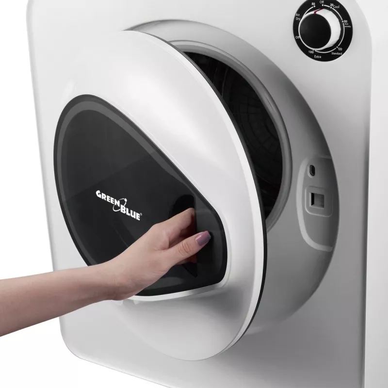 Kuivausrumpu GreenBlue GB405 — sähkö 830 W, 3 kg kapasiteetti, mini-matkamalli