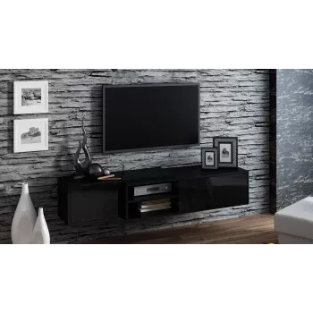 Cama TV-kaappi SIGMA1 180 musta/musta kiiltävä