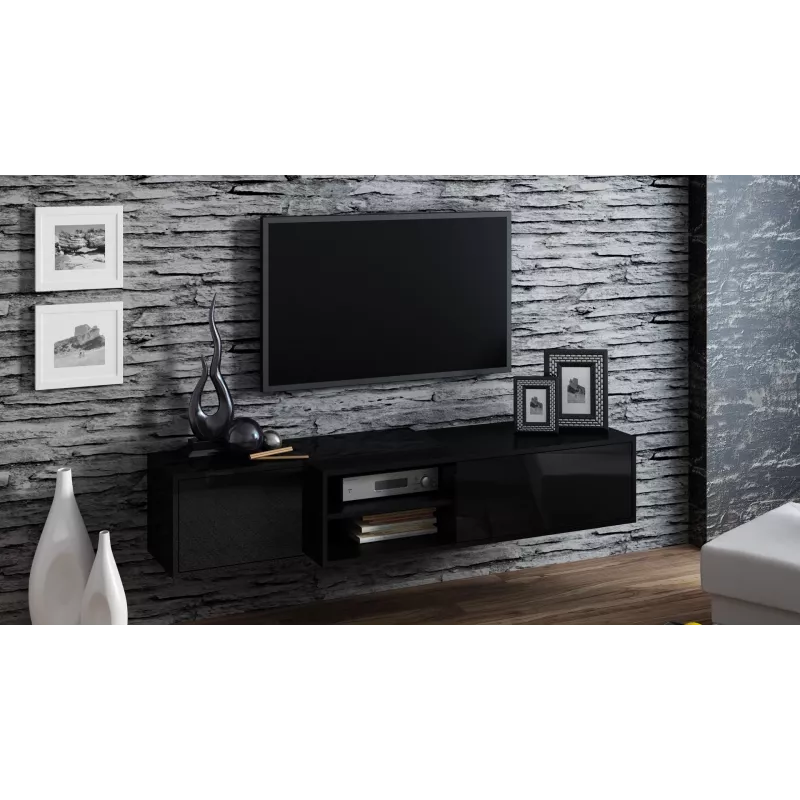 Cama TV-kaappi SIGMA1 180 musta/musta kiiltävä