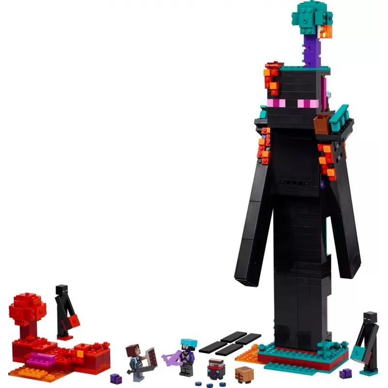 Rakennuslelu LEGO Minecraft setti 21279 Enderman-torni, 867 osaa, 2 minifiguuria, 450 mm korkeus