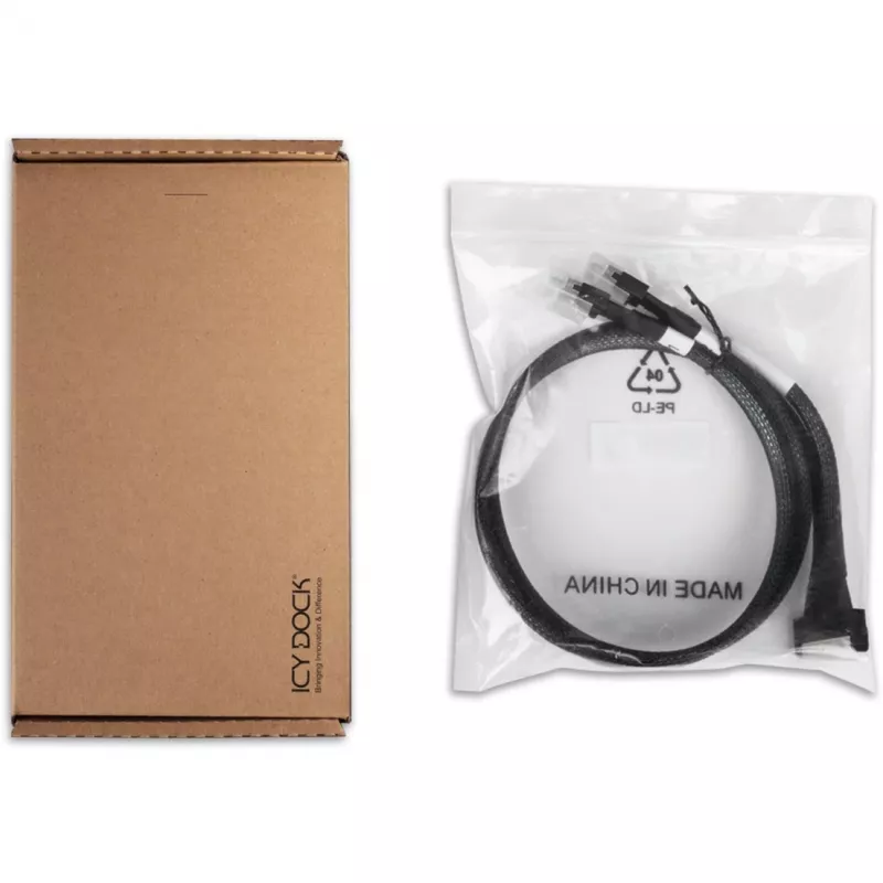 Icy Dock kaapeli MCIO 8i SFF-TA-1016 - 2x SlimSAS SFF-8654 4i kaapeli 0,5 m – kaapeli (MB310L-B)