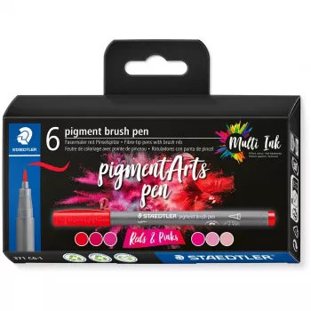 Sivellinkynä Staedtler Pigment Arts punaiset ja vaaleanpunaiset sävyt 6 kpl