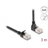 Verkkokaapeli DeLOCK RJ45 Cat.6A S/FTP ohut 90° 3 m musta