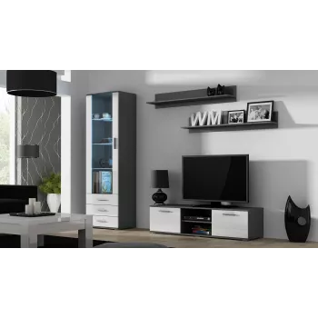 Cama TV-taso SOHO 140 harmaa/valkoinen kiiltävä