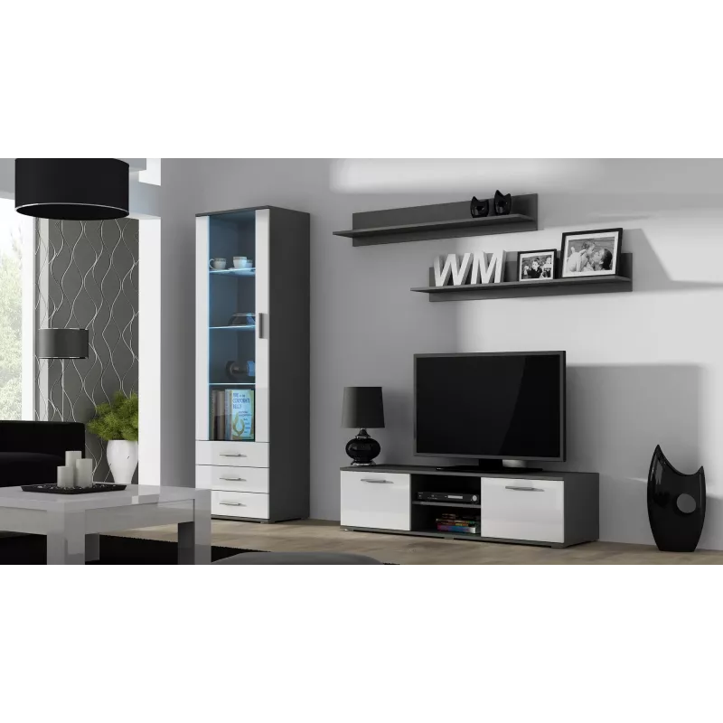 Cama TV-taso SOHO 140 harmaa/valkoinen kiiltävä