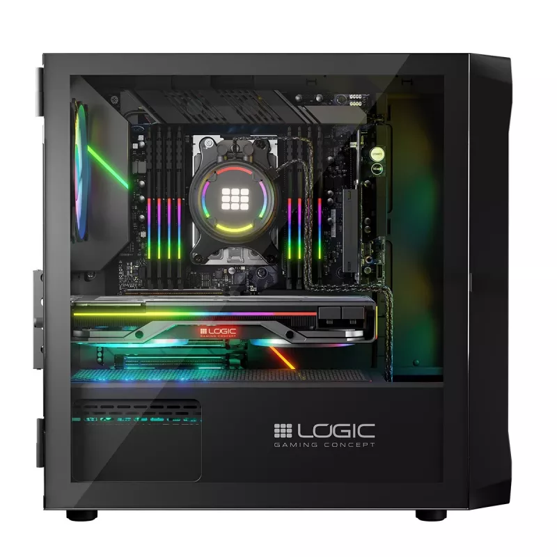 Tietokonekotelo Logic Concept Portos Mini ARGB Micro ATX musta