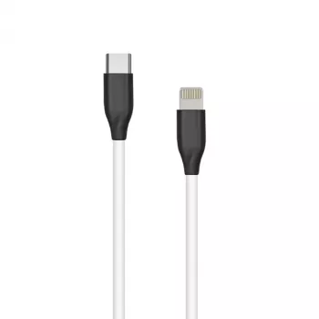 Silikonikaapeli USB Type-C - Lightning (valkoinen, 1 m)