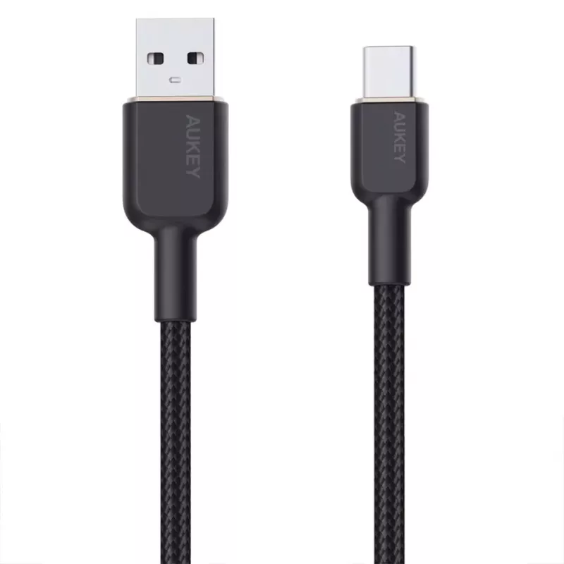 USB-A - USB-C -kaapeli Aukey CB-NAC1, 1 m, punottu nailon, USB PD 60 W, USB 2.0