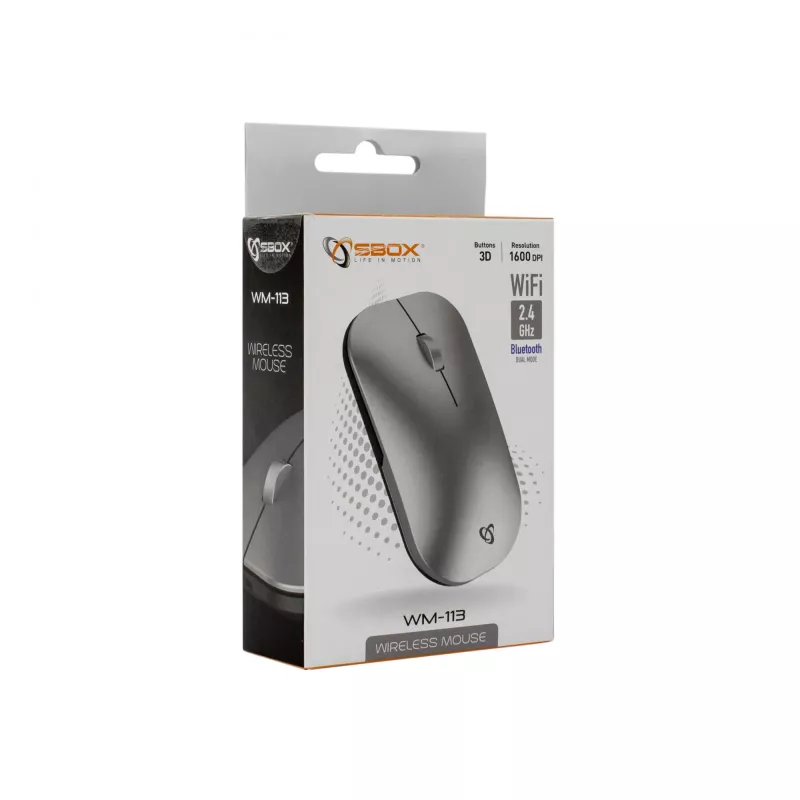 SBOX WM-113 -hiiri langaton RF Wireless + Bluetooth + USB Type-C
