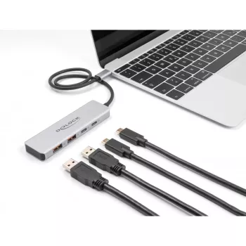 DeLOCK USB-keskitin USB Type-C 10 Gbit/s 2x Type-A 2x Type-C 35 cm kaapeli