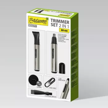 Trimmeri-setti 2-in-1 Maestro MR-666 USB — ladattava kaksiosainen hoitosetti