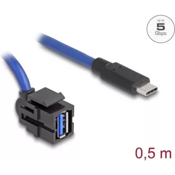 DeLOCK 88156 USB-kaapeli 0,5 m USB A USB C musta sininen