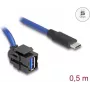 DeLOCK 88156 USB-kaapeli 0,5 m USB A USB C musta sininen