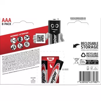 Kertakäyttöparisto Energizer MAX AAA alkaline 1,5 V – 8 kpl:n pakkaus, sylinterimäinen, 10 vuoden säilyvyys
