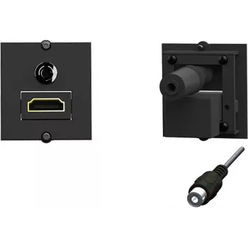 Pistorasia-asennus HDMI + 3,5 mm Bachmann 917.189, 1-osainen, musta