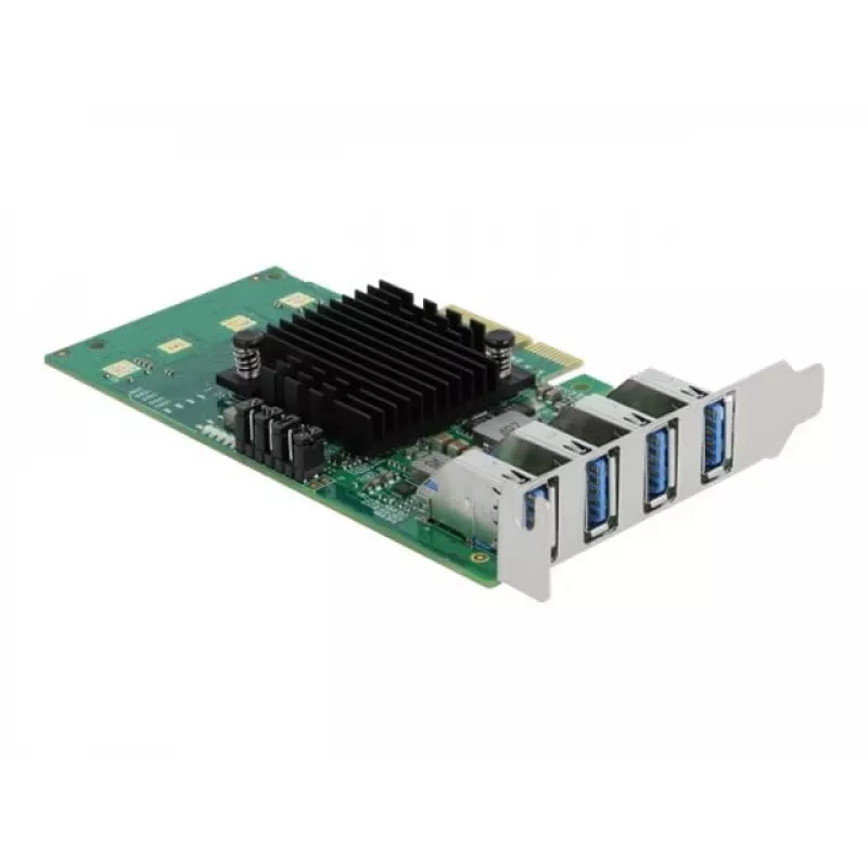 DeLOCK PCI Express x4 -kortti 4 x ulkoinen USB 3.0 Quad Channel - Low Profile -muototekijä