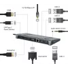 Kannettavan telakka Gembird A-CM-COMBO9-02 USB 3.2 Gen 1 Type-C, HDMI, VGA, 3×USB-A, Gigabit Ethernet, 87W PD, harmaa