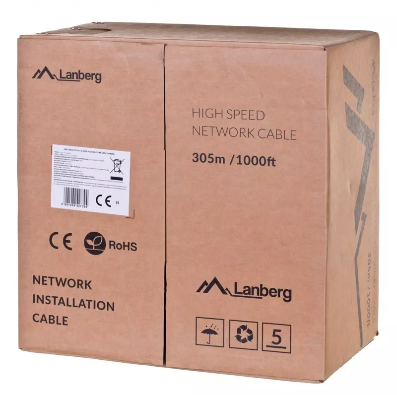 Lanberg LCU6-12CU-0305-S verkkokaapeli 305 m Cat6 U/UTP (UTP) harmaa