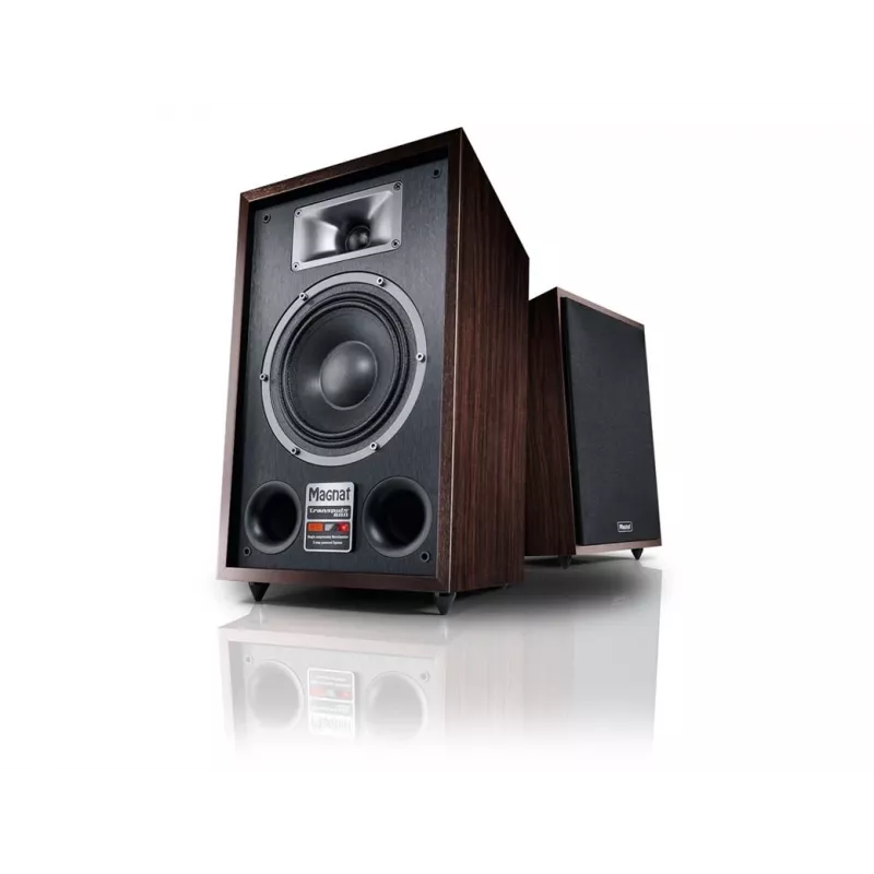 Magnat TRANSPULS 800A -kaiutinjalusta 2-tie langallinen & langaton 2×60 W, Bluetooth 5.0, HDMI, musta/ruskea