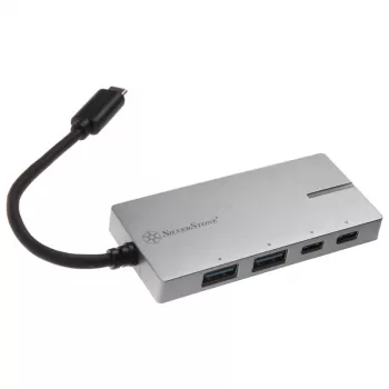 USB 3.1-C sovitin SILVERSTONE SST-EP09C – USB-C–USB-A-liitettävyys, hopeaviimeistely