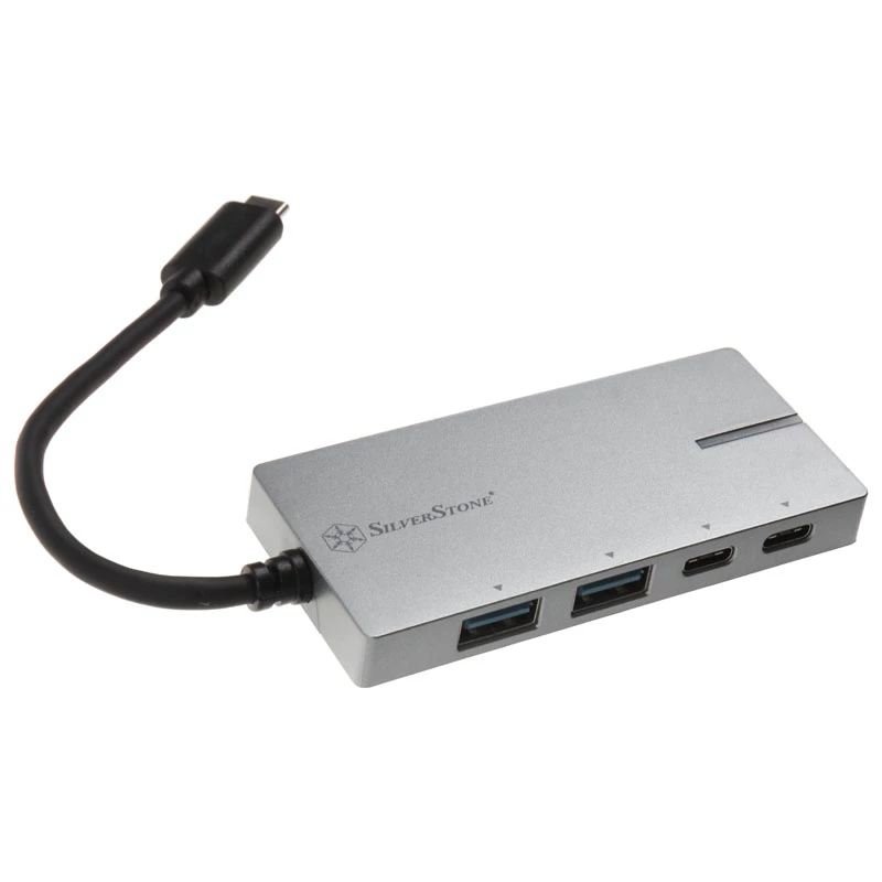 USB 3.1-C sovitin SILVERSTONE SST-EP09C – USB-C–USB-A-liitettävyys, hopeaviimeistely
