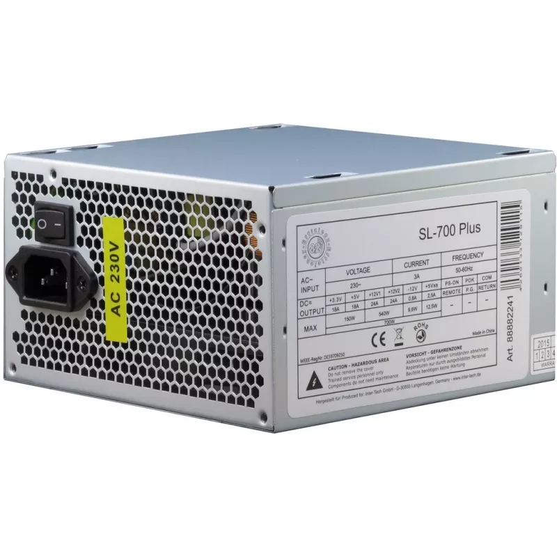 Inter-Tech SL-700 Plus - virtalähde (sisäinen) - ATX12V 2.4 - AC 230 V - 700 wattia - aktiivinen PFC (88882141)