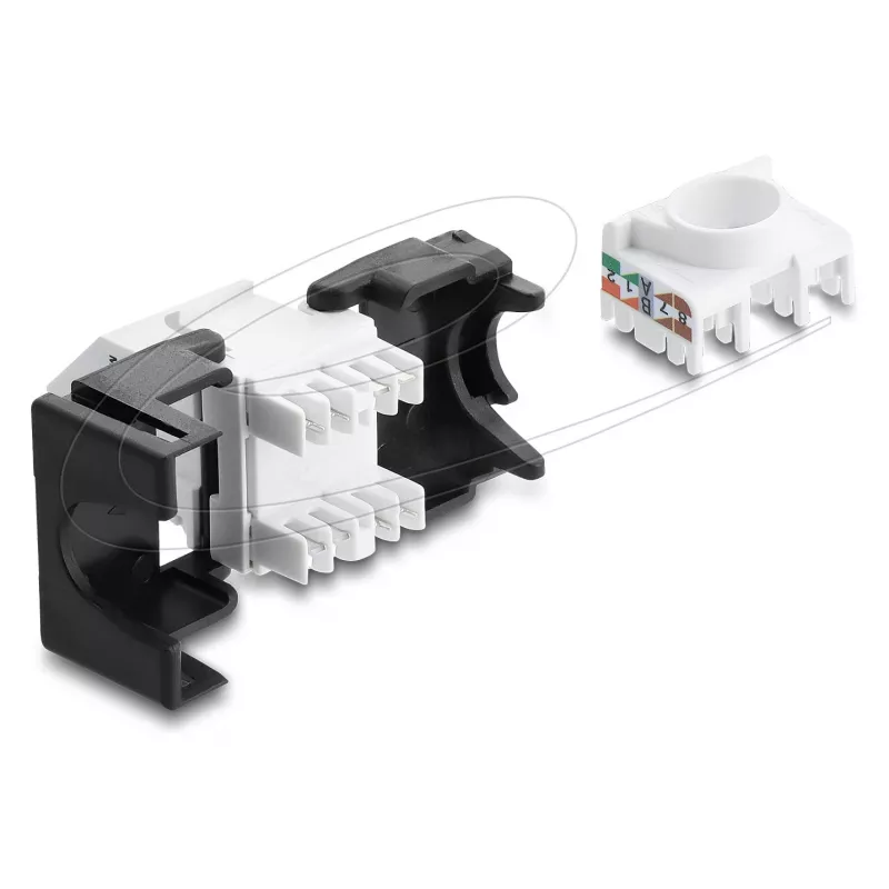 DELOCK Keystone-moduuli RJ45-rasia-LSA Cat.6 45° kulma suojaamaton musta