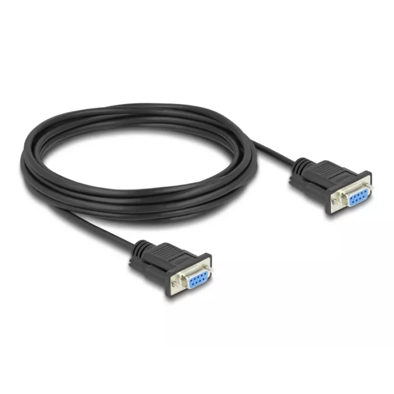 Delock RS-232 kaapeli sarja D-Sub9 naaras/naaras kapealla liitinkotelolla 5 m