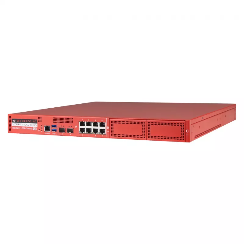 Securepoint RC1000R G5 Security UTM -laite, 30 Gbit/s, 3,5 Gbit/s, 1000 käyttäjää, AES, langallinen, RJ-45