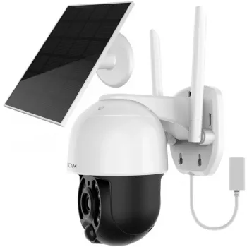 IP-valvontakamera Foscam B4 Dome 4 MP (2560×1440), Wi‑Fi 2,4 GHz, IP65, aurinko + akku 5000 mAh, 355° kääntö, 90° kallistus