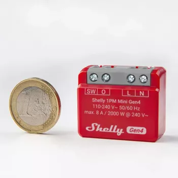 Älykytkin Shelly 1PM Mini Gen4, langaton 110–240 V AC, max. 8 A / 2000 W, muovikotelo 34×16×29 mm