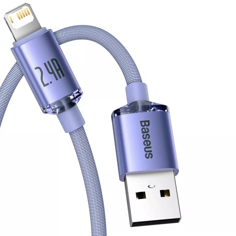 Baseus Crystal Shine -kaapeli USB–Lightning, 2,4A, 2m (violetti)