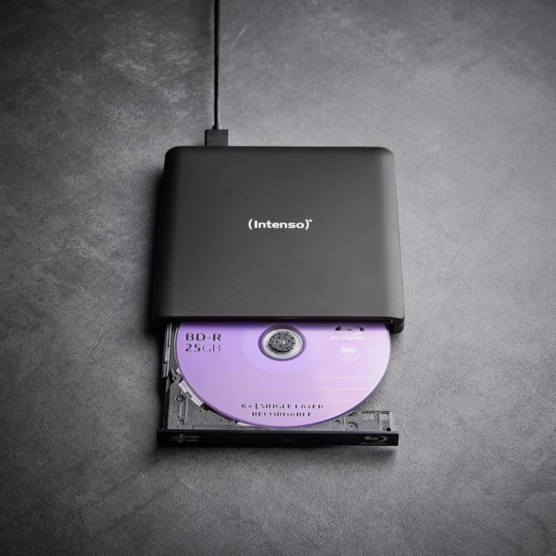 Intenso EOD 500BD Slim ulkoinen Blu-ray-poltin, USB 3.2 Gen 1, musta