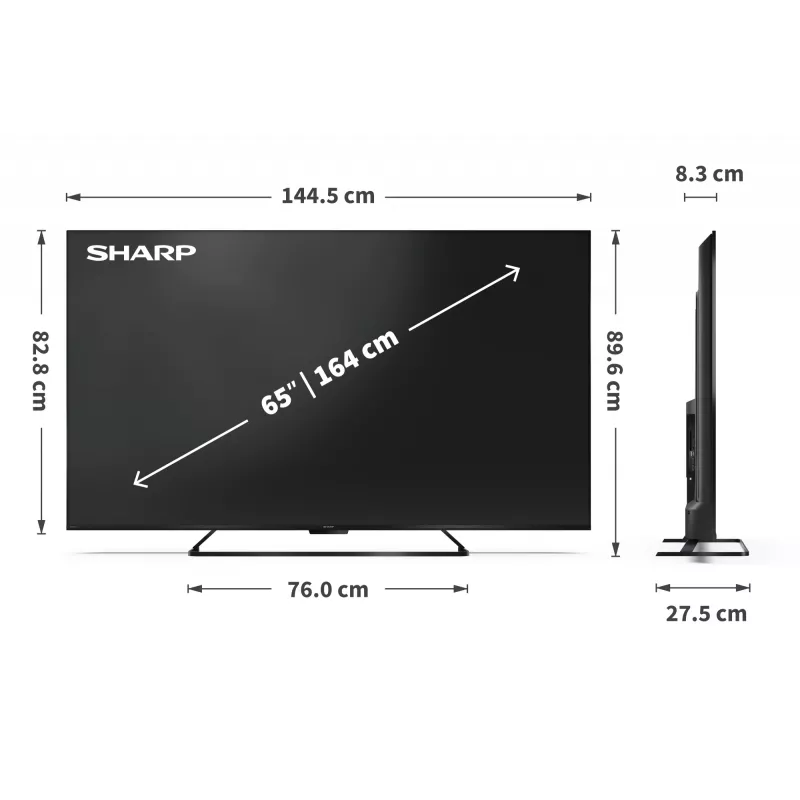 Sharp | 65HR7265E | 65 | älytelevisio | Google TV | musta