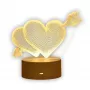 Yövalo Extralink HOME 3D optinen harha 'Pierced Hearts' USB-yöpöytävalo