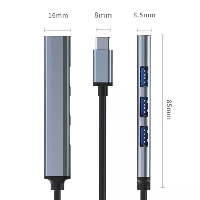 USB-keskitin QOLTEC 53792, USB-C 3.1 4 porttiin (USB 3.0 x1, USB 2.0 x3)