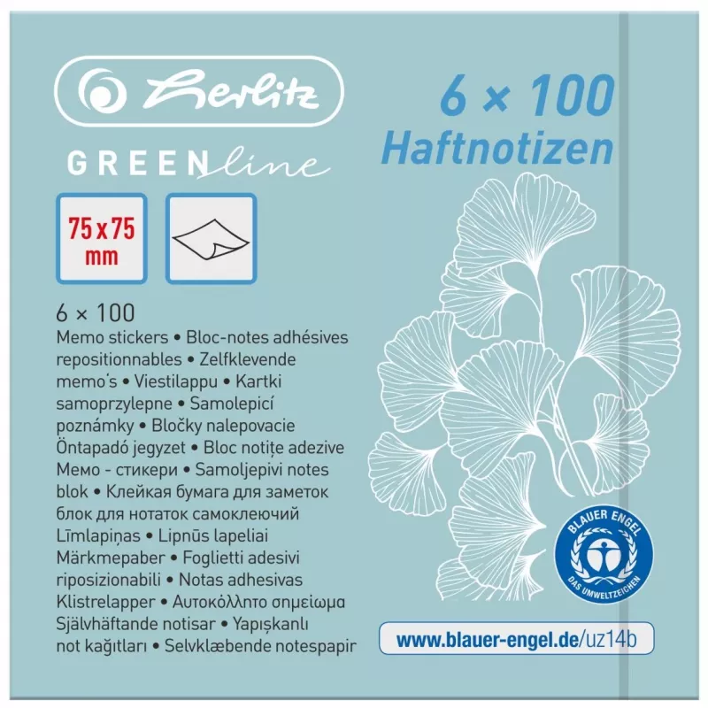 Muistiinpanopaperi suorakaide Herlitz 50033430 sininen vihreä keltainen