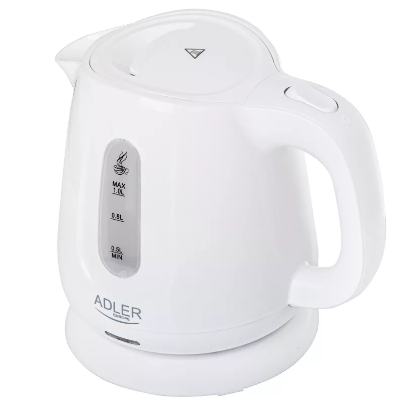 Vedenkeitin Adler AD 1373 – 1 L tilavuus, 850 W, valkoinen, 360°-jalusta, polypropeeni