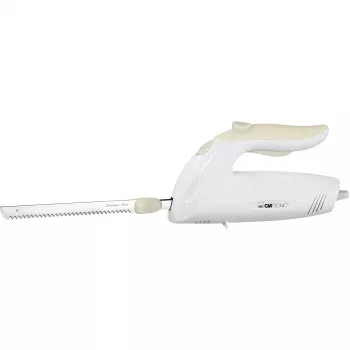 Sähköveitsi CLATRONIC EM 3062, kädessä pidettävä elintarvikeleikkuri, valkoinen, ruostumattomat terät, 160 W