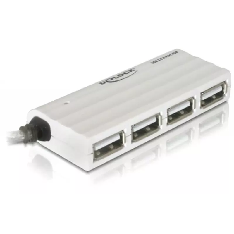 USB-keskitin DeLOCK 87445 4-porttinen ulkoinen 480 Mbit/s valkoinen