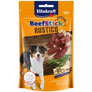 Vitakraft Beef Stick Rustico 55 g – pureskeluherkku naudanlihan makuinen, proteiini 30 %, rasva 25 %