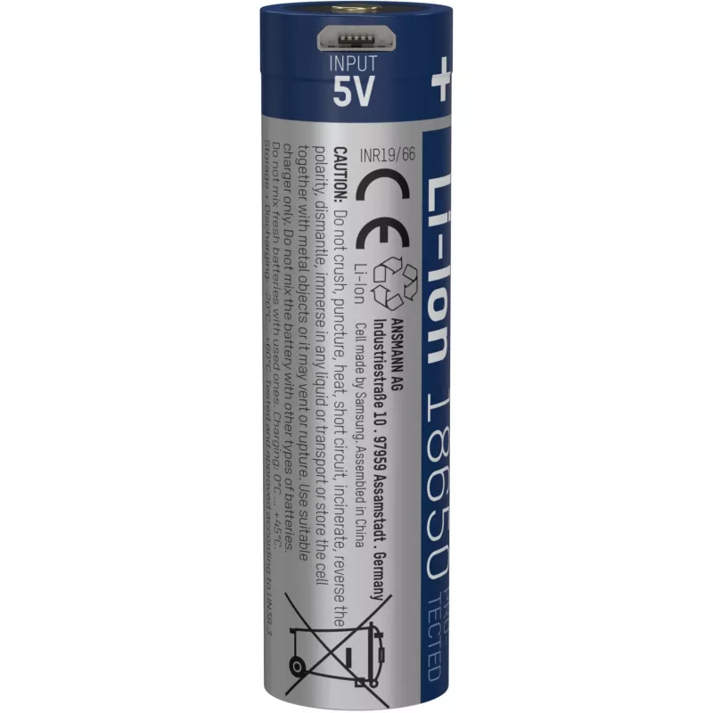 Ansmann 1307-0003 ladattava kotitalousakku 18650 Li-Ion 3400 mAh 3,6 V, Micro-USB-latausliitäntä