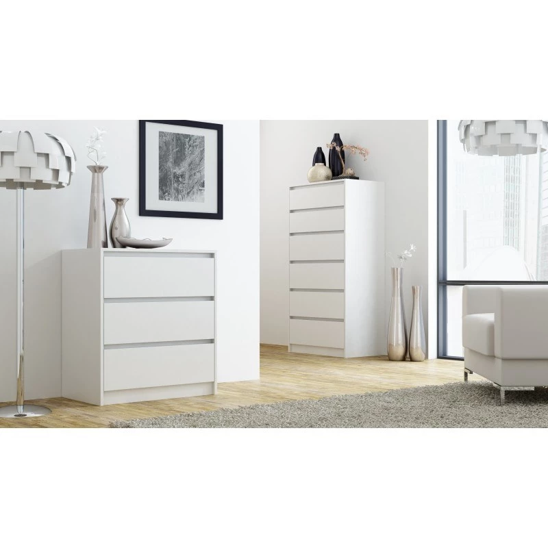 Topeshop K3 BIEL -lipasto, 3 laatikkoa, valkoinen, lastulevy, 700×430×780 mm