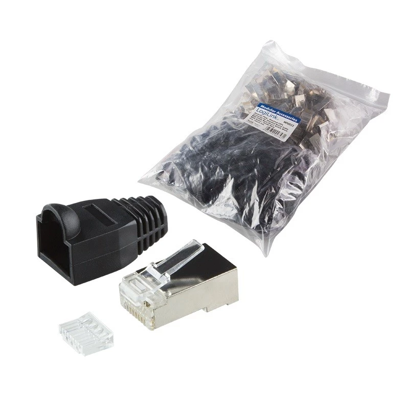Johdinliitin RJ45 LogiLink MP0022 musta läpinäkyvä