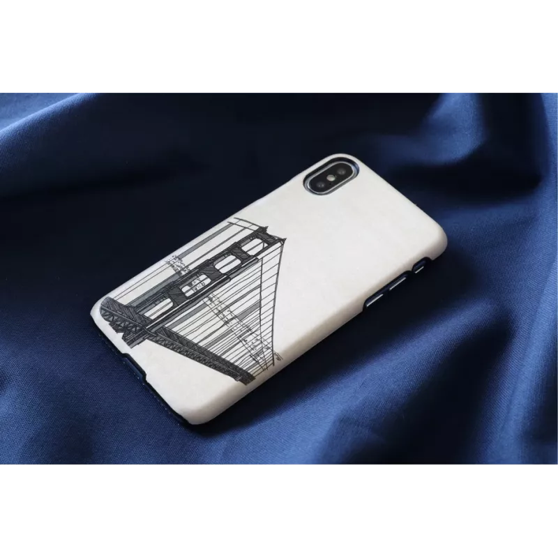 Puhelinkotelo man and wood iPhone X/XS, Handbrücken-design, musta