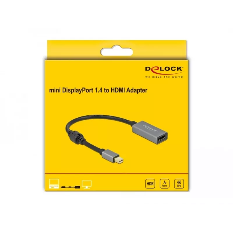 Aktiivinen mini DisplayPort 1.4 - HDMI -sovitin DeLOCK 66570
