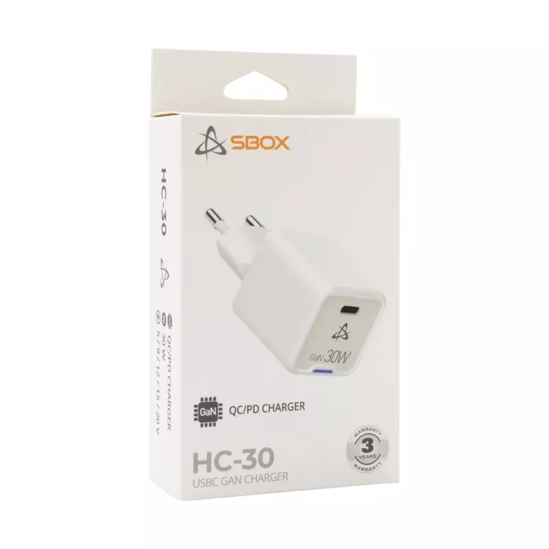 SBOX Home Charger HC-30 30W GaN USB Type-C pikalaturi