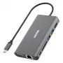 UNITEK uHUB O8+ johdollinen USB 3.2 Gen 1 Type-C -keskitin, harmaa, 100W Power Delivery