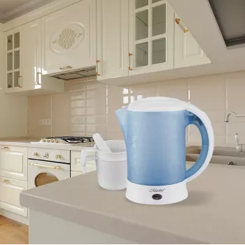 Sähköinen vedenkeitin Maestro MR010 0,6 l 600 W — sininen/valkoinen, vedenmäärän ilmaisin, kalkinpoistosuodatin